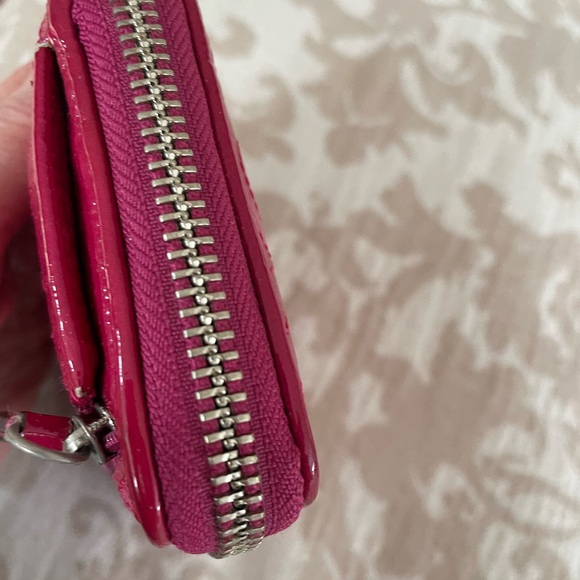 Coach Pink Patent Leather Accordion Zip Wallet - Picture 7 of 8